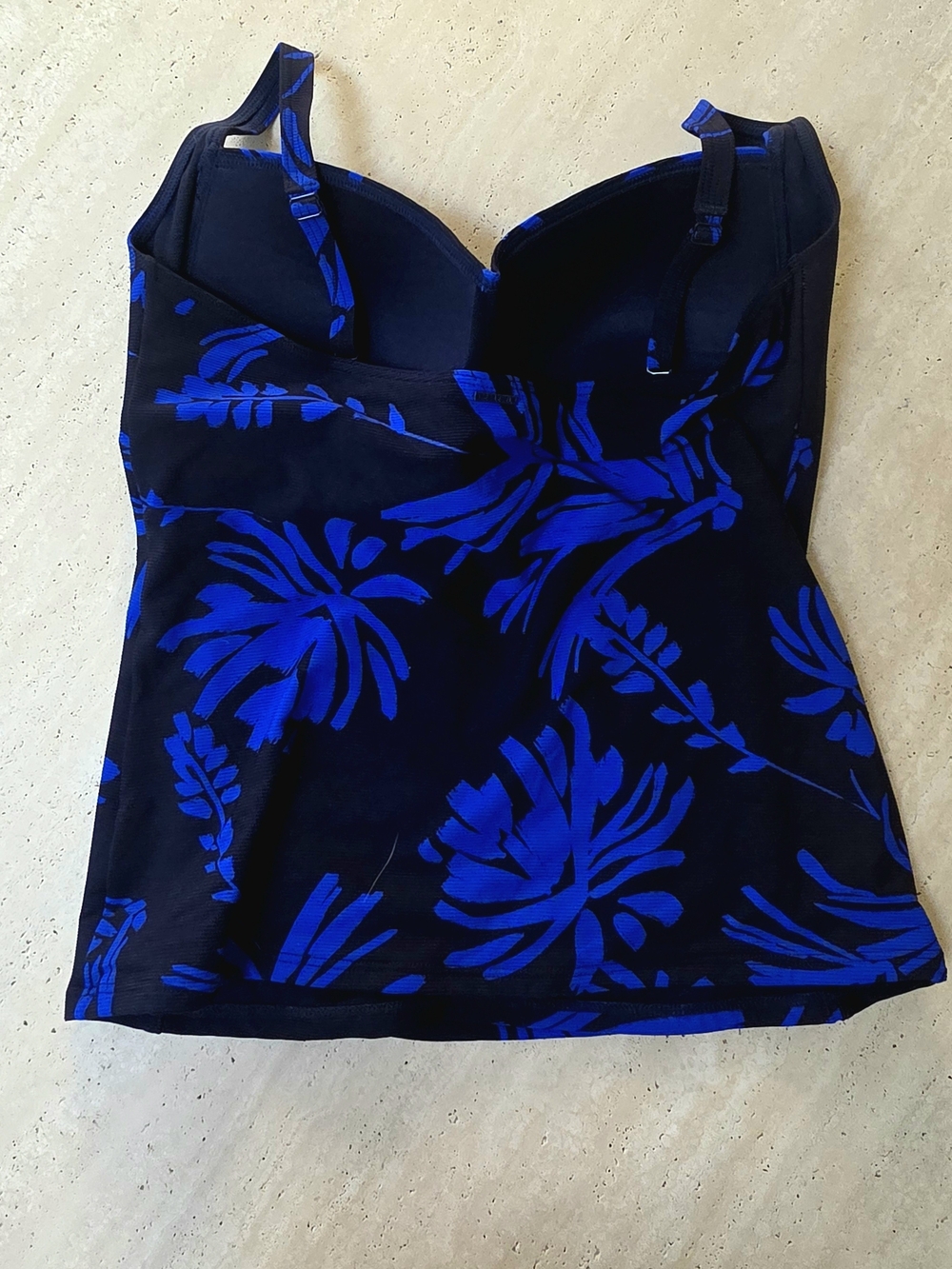 NWT Sea Level Black & Cobalt Floral Underwire Tankini Top Size 14 - Picture 3 of 6